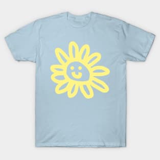 Yellow Daisy Flower Smiley Face T-Shirt